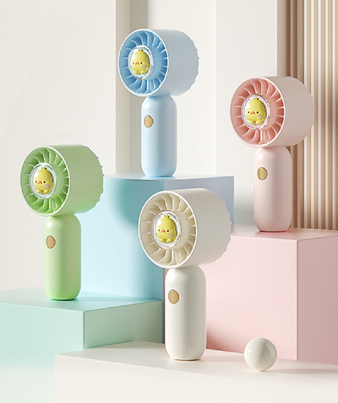พัดลมพกพา 3 ระดับ พร้อมสายคล้อง, แบตเตอรี่ 500mAh, ชาร์จเร็ว Type-C, เลือกสีพัดลม ขาว/เขียว/ฟ้า/ชมพู