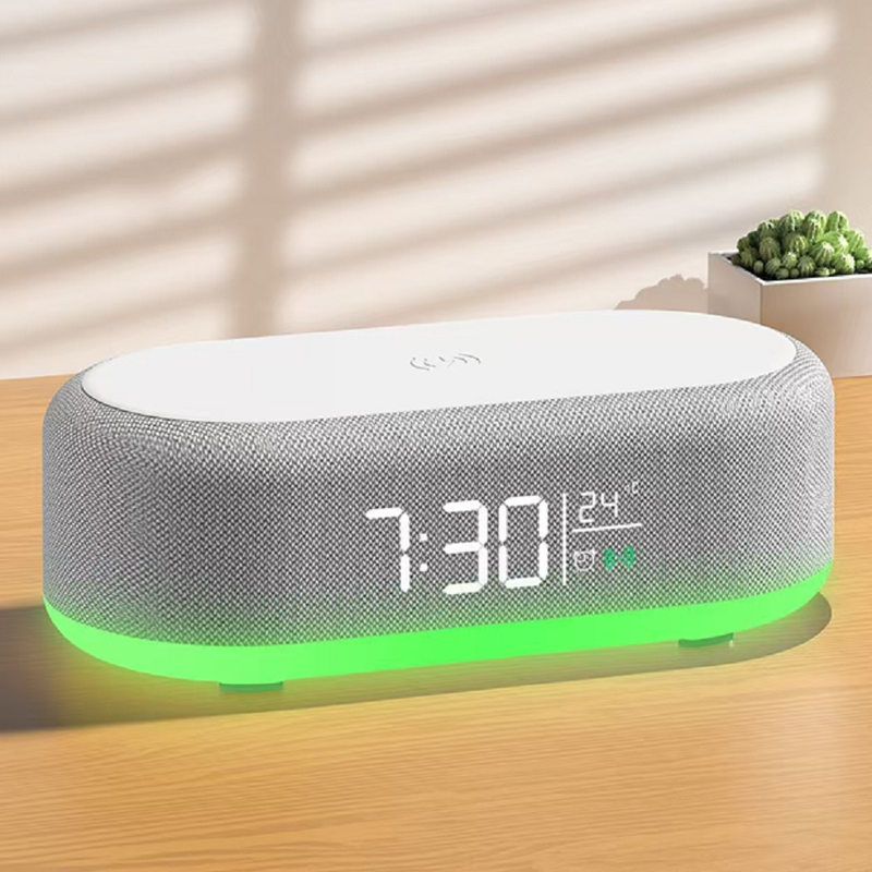 ETEK Bluetooth 5.3 เครื่องเสียงหลายฟังก์ชัน พร้อมจออัดอากาศ นาฬิกา แบตเตอรี่ 1200mAh การชาร์จไร้สาย 15W ไดรเวอร์ 5W 52mm