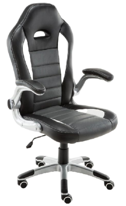 เก้าอี้เพื่อสุขภาพพร้อมที่วางแขนแบบพลิกได้ & เบาะ PU สามชั้น ลูกล้อ PU ขนาด 320 มม. พร้อมฐานเคลือบสีฝุ่น และโช้คแก๊สปรับระดับได้ขนาด 100 มม.