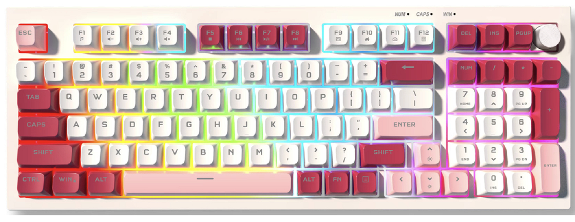 ETEK 97-Key Mechanical-Feel Wired Keyboard with Detachable USB Type-C and 10M Click Life for Durable Performance