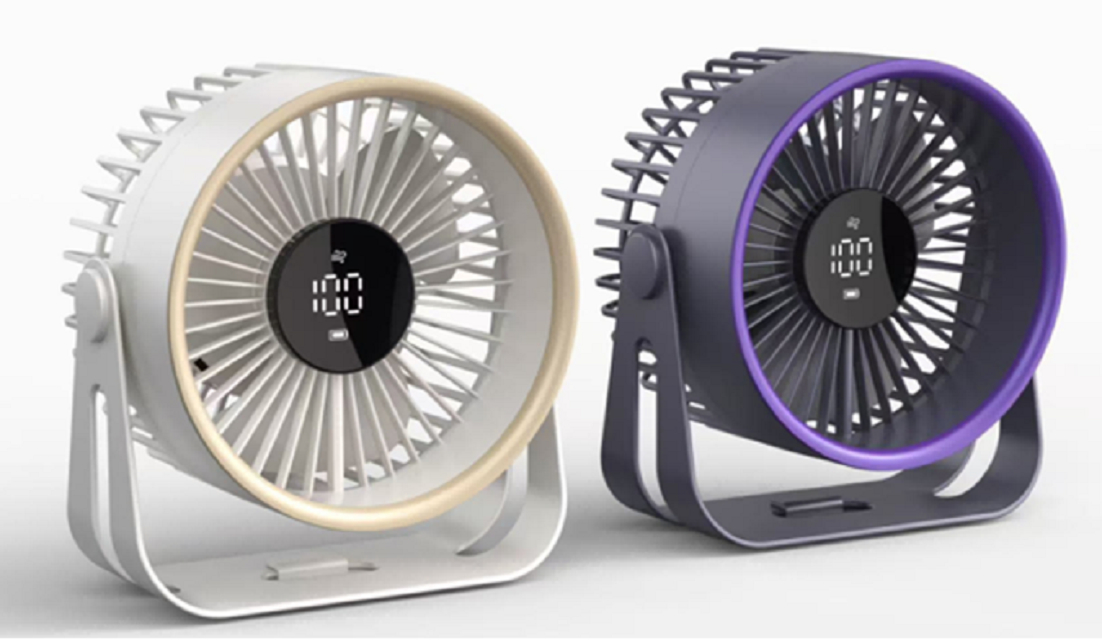 Rechargeable Desktop Fan 2400mAh Battery 5 Speed Levels USB Charging ABS+PP Material White / Black