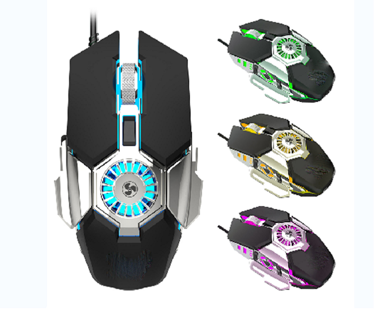 Maus เกมส์ RGB 6 ปุ่ม ปรับ DPI 1000/1600/3200/6400 สีสัน สีหายใจ แสง ABS 8M คลิกชีวิต 5V/100mA