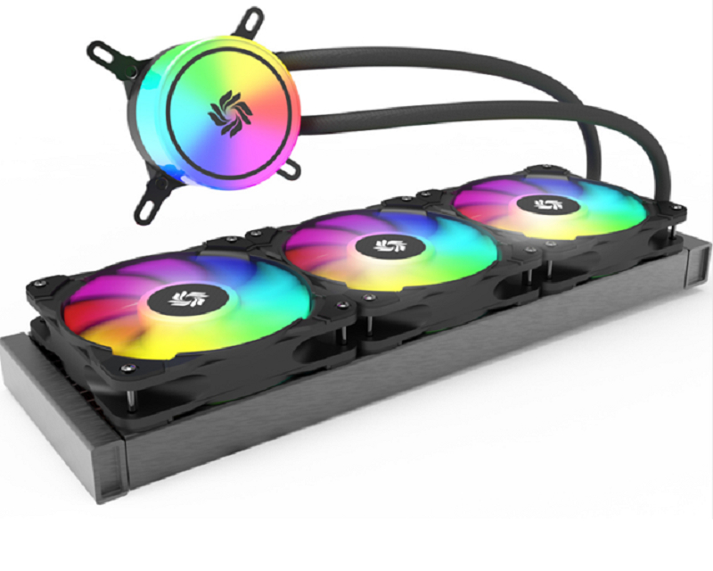 เครื่องเย็นของเหลว ARGB AIO ขนาด 360 มม, โบล็อกน้ํากลม, เครื่องเรเดียเตอร์ 36027, แฟน PWM 1800RPM, LGA1700 / AM5, โลโก้ที่กําหนดเอง