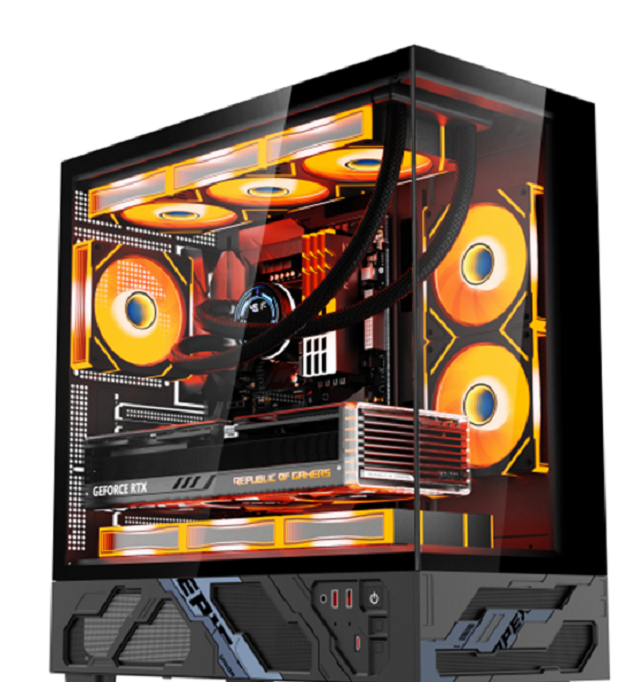 เคสเกมมิ่ง Mid-Tower ATX, กระจกนิรภัย, SPCC 0.7 มม., รองรับชุดน้ำ 360 มม., รองรับ GPU ยาวสูงสุด 420 มม.