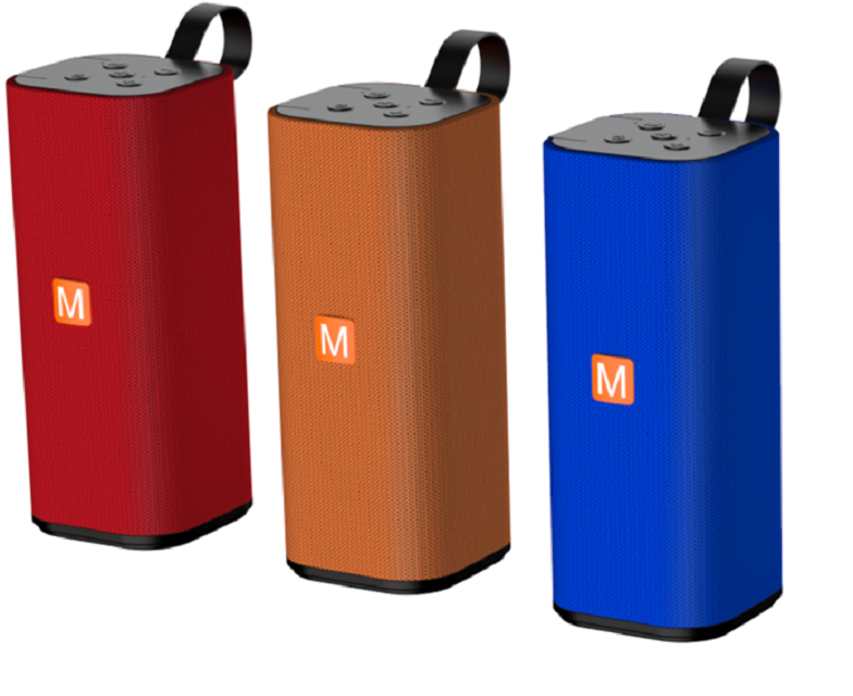 ลำโพงบลูทูธพกพา 6W, ABS+ผ้า, ชิป Jie Li, TF/FM/AUX/USB, สนทนาแบบแฮนด์ฟรี, แบตเตอรี่ 1200mAh