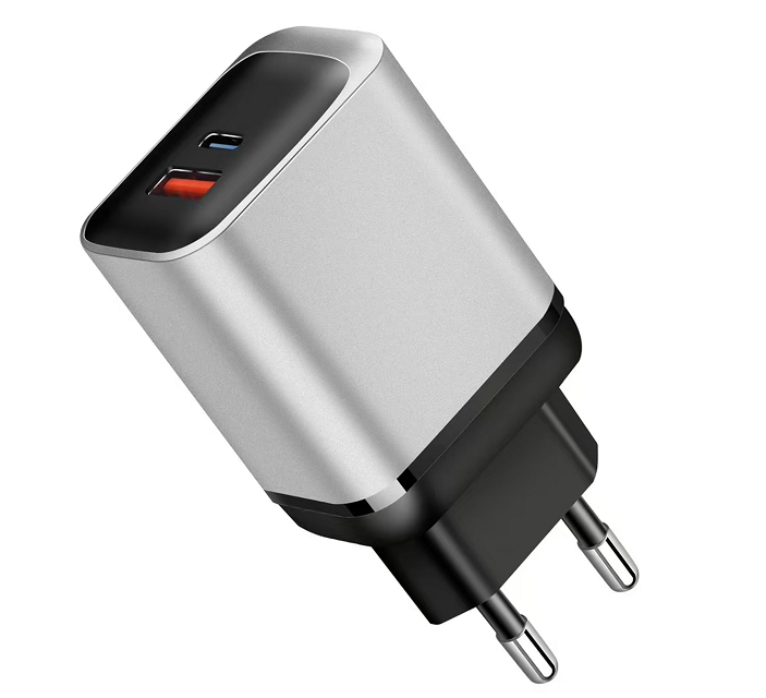 ETEK เครื่องชาร์จเร็ว GaN 30W แบบ 2 พอร์ต พร้อม PD+PPS+QC, 1USB-C+1USB-A, อินพุต 110-240V AC, สีดำ/ขาว
