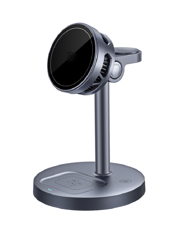 ETEK 25W โลหะ 3-in-1 เครื่องชาร์จไร้สาย ชาร์จเร็วสําหรับโทรศัพท์ (สูงสุด 25W) นาฬิกา ((5W) & earbuds ((2.5W) MOQ: 1,000 ชิ้น