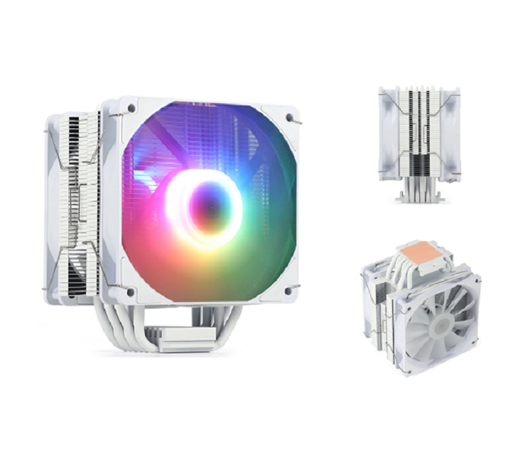 ETEK 6-Pipe RGB CPU Cooler, Dual 120mm PWM Fans, รองรับ AMD, 153*100*122mm, เหมาะสําหรับเกมส์และคอมพิวเตอร์ทํางานที่มีความสามารถสูง