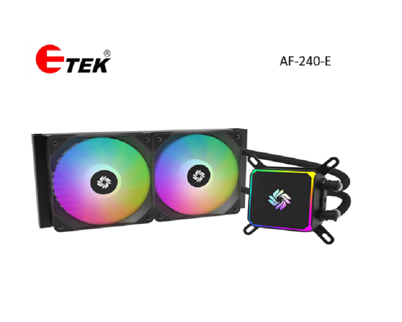 ETEK ชุดระบายความร้อนด้วยน้ำ CPU A-RGB ขนาด 240 มม., 265W, บล็อกน้ำทรงเหลี่ยม, พัดลม PWM, รองรับ LGA1700/AM5