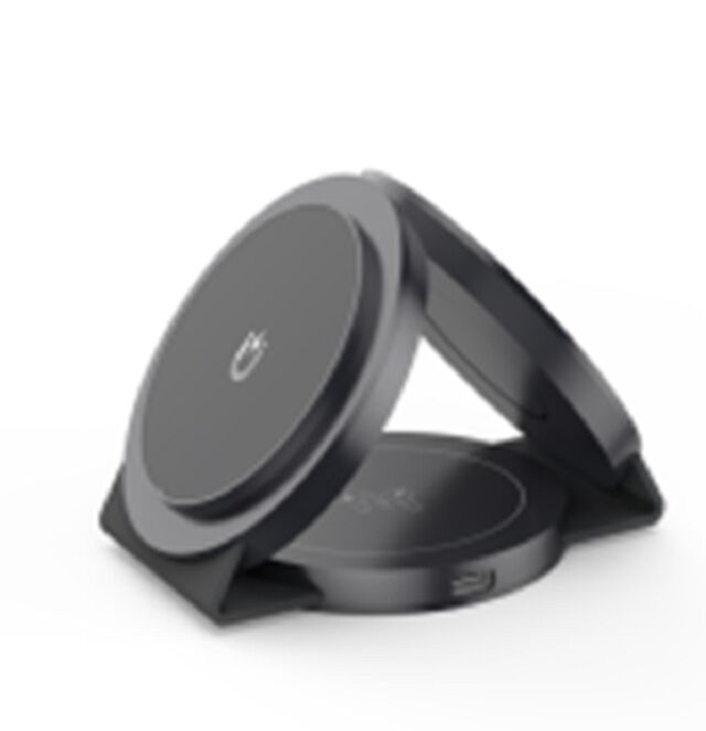 แป๊ดชาร์จไร้สาย ultra-thin 3-in-1 พับและพกพา, 15W สําหรับโทรศัพท์ / 2.5W สําหรับนาฬิกา / 3W สําหรับ earbuds, 4 สี, พลาสติก + PC