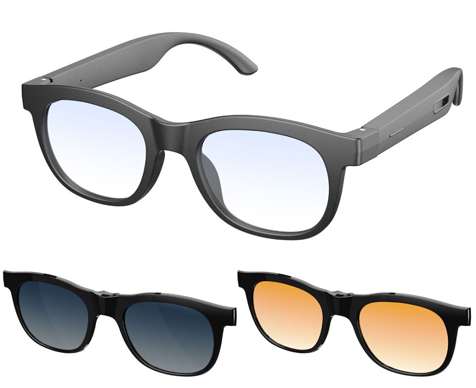 แว่นกันแดดบลูทูธ AI, น้ำหนักเบา 40 กรัม, ไมโครโฟน MEMS สำหรับบันทึกการประชุม, ชาร์จแม่เหล็ก, เสียงแบบเปิดหู