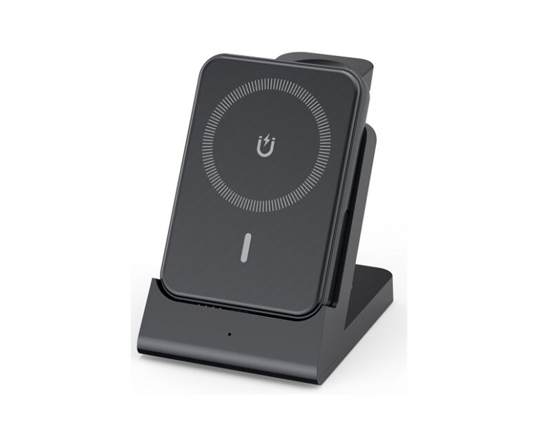 พาวเวอร์แบงค์ชาร์จไร้สาย, 5000mAh, 3-in-1 สำหรับโทรศัพท์/นาฬิกา/หูฟัง, 15W Qi, สำหรับการเดินทาง, สำนักงาน, หรือของขวัญ