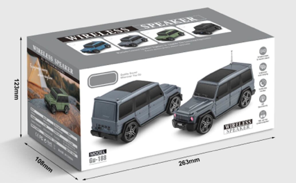 ลำโพงบลูทูธพลังงานแสงอาทิตย์รูปทรงรถยนต์, JL 5.3, 10W, 1200mAh, ABS+ตะแกรงเหล็ก, 4 สี