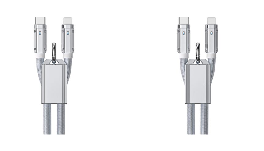 65W/27W ซิลิโคนแท้ สับเคเบิลชาร์จเร็ว C ถึง C / C ถึงสายฟ้า 1m เงิน เซ็นก์สับเคิล รองรับ PD และข้อมูล Sync