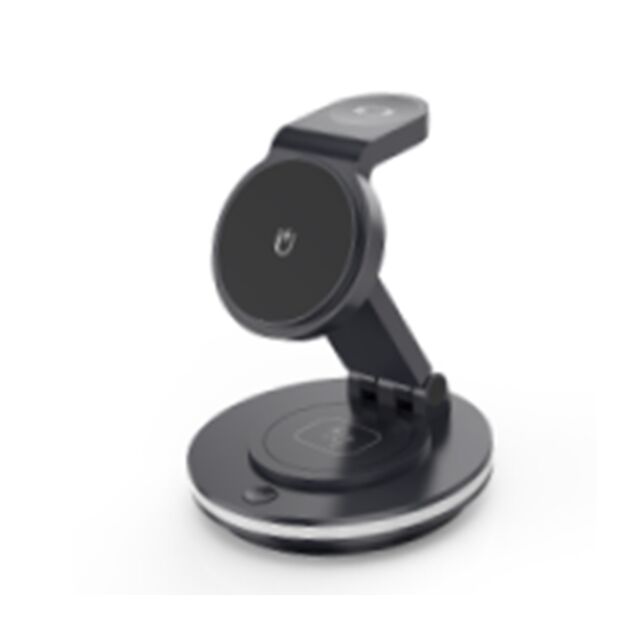 ชาร์จไร้สายหมุนได้ 4 ใน 1 โทรศัพท์ 15W + นาฬิกา 2.5W + หูฟัง 3W + ไฟ LED