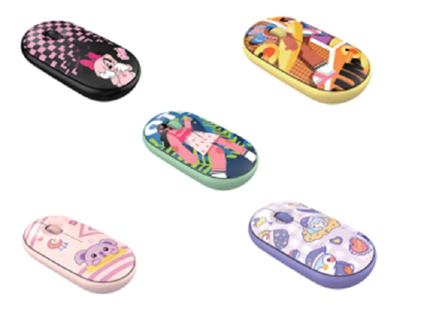 เมาส์ไร้สายแบบสองโหมด, 2.4G+BT, 1200DPI, 5 สี, แบตเตอรี่ AA