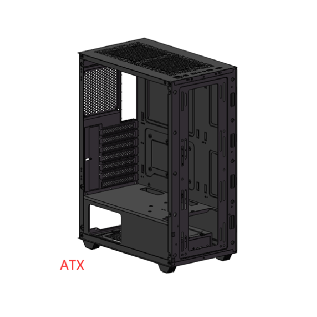 ATX Gaming PC Case,Tempered Glass Side, Dual HDD/SSD, Multi-Fan Support