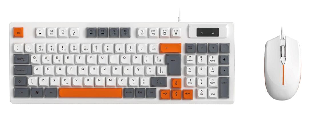 คอมบอนคีย์บอร์ดและ Maus พร้อมสายไฟ 94 คีย์ + Maus เกมส์ 2400 DPI ปิดสี