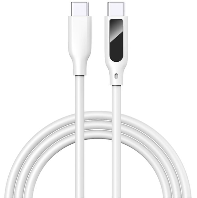 สาย USB-C จอแสดงผลดิจิทัล, ชาร์จเร็ว 5A, ซิลิโคน, 1 เมตร, แสดงแรงดัน/กระแสแบบเรียลไทม์