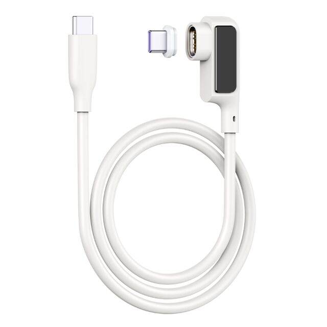 สาย USB-C แม่เหล็ก 5A พร้อมจอแสดงผลดิจิทัล, 0.5 เมตร, ซิลิโคน, ข้อศอก, 480Mbps, ดำ/ขาว