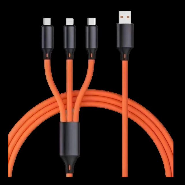 1.2m สายชาร์จเร็วซิลิโคนแท้ 4-Core ทองแดงบริสุทธิ์ สลักสแตนเลสอลูมิเนียม หลายสี