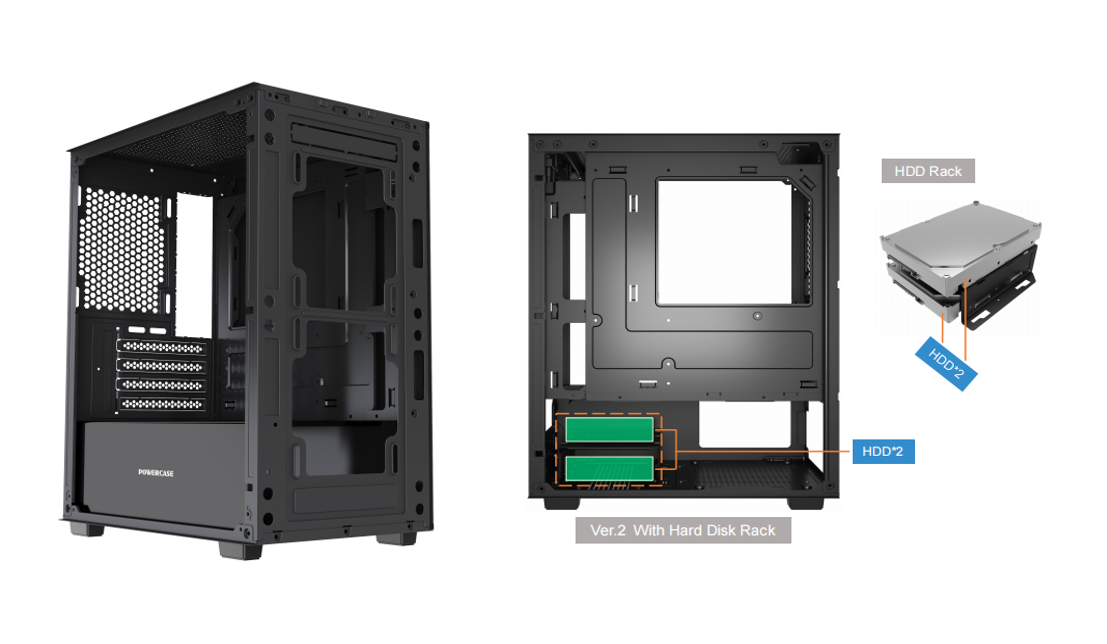 MATX Middle Tower Case, กระจกด้านข้างกระจกกระชับ, รองรับ AIO 240mm และ GPU 300mm