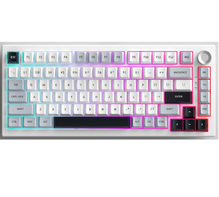 คีย์ 81 คีย์ คีย์สามโหมด คีย์บอร์ดกลไก, RGB Backlight, Type-C / 2.4G / Bluetooth