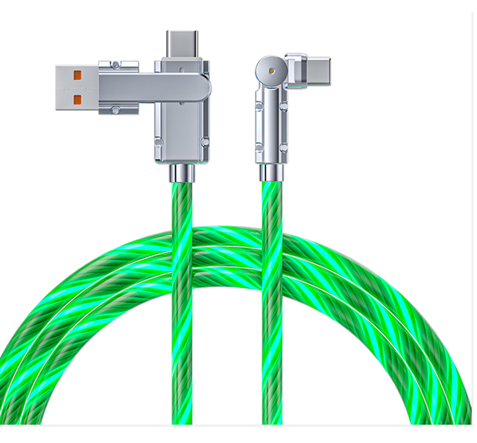 สายชาร์จเร็วแบบใส 65W โลหะผสมสังกะสี LED C-C/CL Dual Protocol