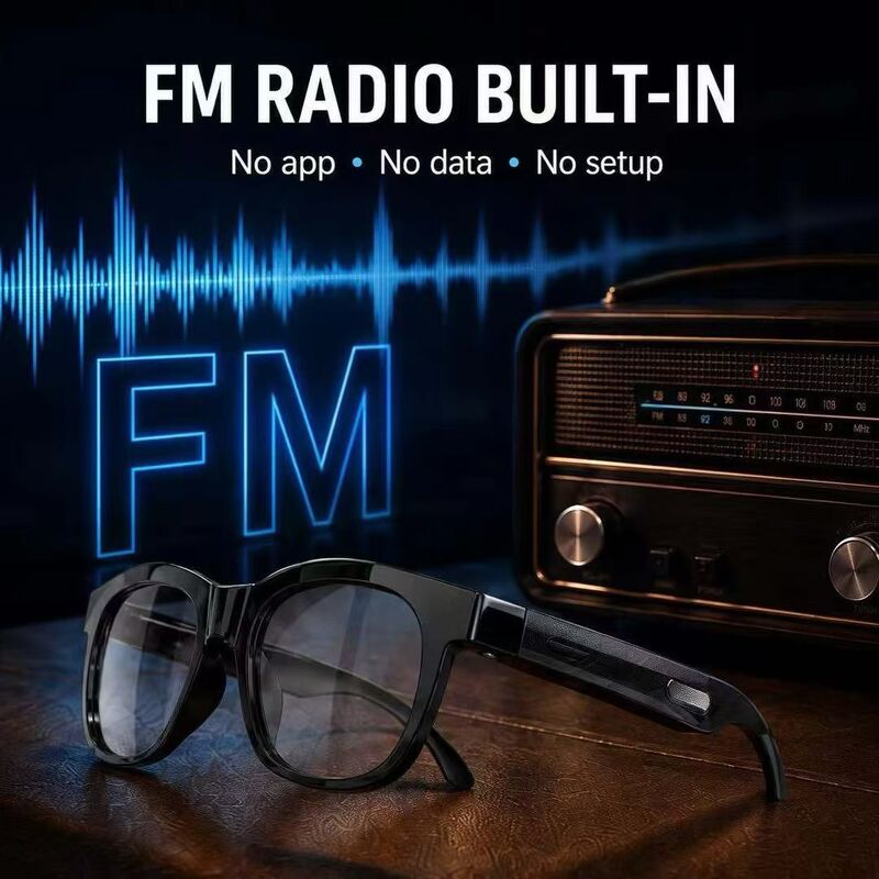 โบลูทูธ 5.4 ออดิโอ แว่นแดด w/FM Type-C 6H เวลาเล่น 38.5 กรัม น้ําหนักเบาหลายสี