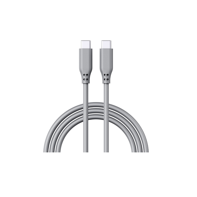 สายชาร์จเร็ว USB-C to C ซิลิโคน 100W, 5A/20V PD3.0 + ซิงค์ข้อมูล 480Mbps, สายยาว 1 เมตร ผิวสัมผัสนุ่ม (ขาว/เทา/ส้ม)