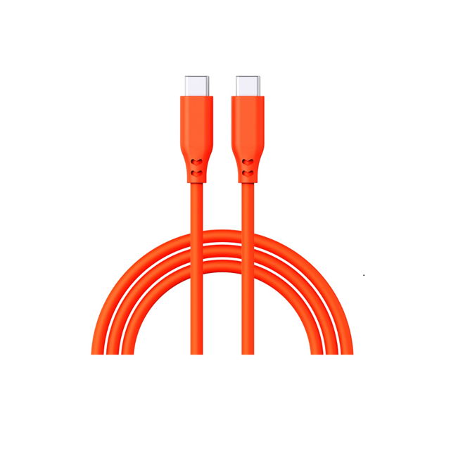 สายชาร์จเร็ว USB-C to C ซิลิโคน 100W, 5A/20V PD3.0 + ซิงค์ข้อมูล 480Mbps, สายยาว 1 เมตร ผิวสัมผัสนุ่ม (ขาว/เทา/ส้ม)