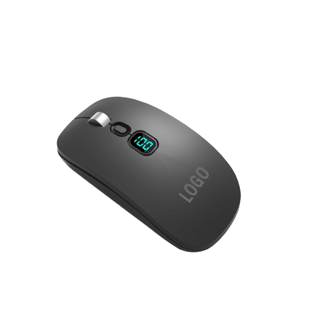 4D Rechargeable Wireless Mouse 2.4G BT Dual Mode 500mAh เครื่องเปลี่ยนเงียบ LED Display ล้ออลูมิเนียม 8650IC