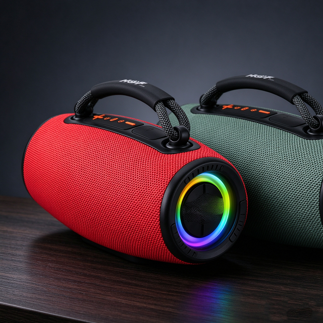 20W Portable Bluetooth Speaker, Wireless Stereo Speaker with LED Scrolling Light, Support BT/TWS/FM/TF/USB Playback, 1200mAh
